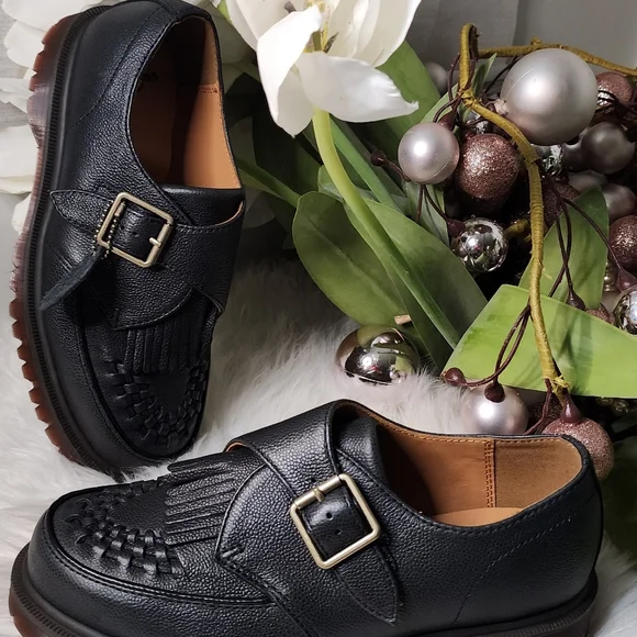 Dr. Martens Ramsey Monk Kiltie Buckle Leather Creepers Women's Shoesnew